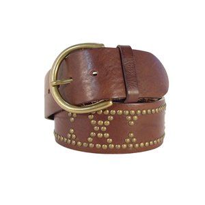 BANANA REPUBLIC Wide Brass Studded Leather Belt Women's S/M (28"-32")